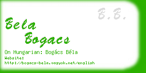 bela bogacs business card